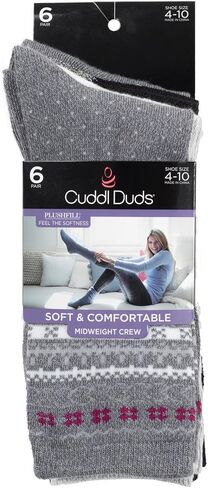مجموعة من 6 أزواج من الجوارب النسائية فائقة النعومة من Cuddl Duds، متعددة الألوان، سهلة العناية، متوسطة الوزن in Kuwait