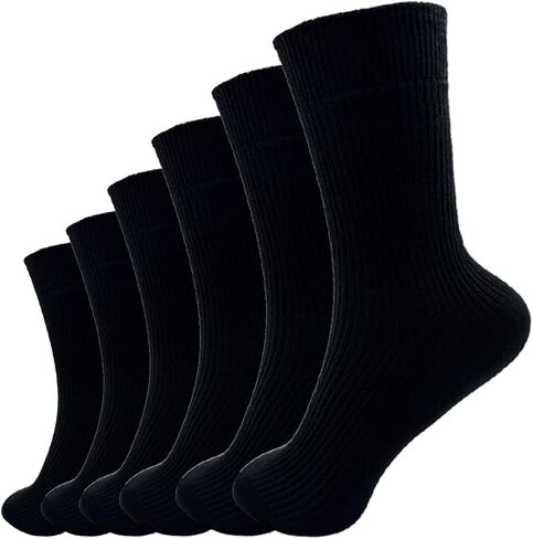 Women Thin Cotton Socks Cute Crew Socks Casual Athletic Aesthetic Socks Neutral Slouchy Solid Color Sock 6 Pairs 4-9 in Saudi Arabia