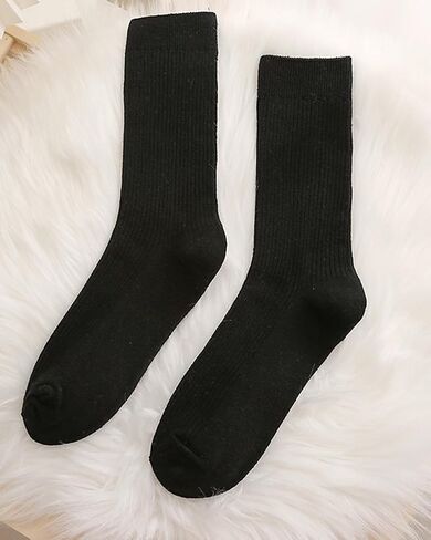 Women Thin Cotton Socks Cute Crew Socks Casual Athletic Aesthetic Socks Neutral Slouchy Solid Color Sock 6 Pairs 4-9 in Saudi Arabia