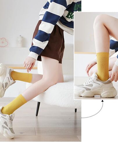 Women Thin Cotton Socks Cute Crew Socks Casual Athletic Aesthetic Socks Neutral Slouchy Solid Color Sock 6 Pairs 4-9 in Saudi Arabia