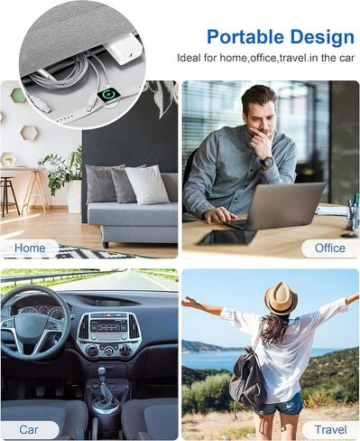 Upgraded for Apple Watch Charger USB C, Magnetic Fast Charging Cable Wireless Nylon Braided iWatch Charger for Apple Watch Ultra/9/8/7/6/5/4/3/1/SE, iPhone 14/13/12/11 Pro Max/X/iPad/Airpods(6FT) in Kuwait