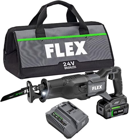 FLEX 24V Brushless Cordless Reciprocating Saw Kit with 5.0Ah Lithium Battery and 160W Fast Charger - FX2271-1C in Saudi Arabia