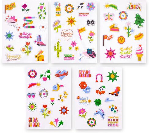 ban.do Colorful Puffy Stickers, 5 Sheet Assorted 3D Sticker Pack Includes Sayings, Food, and Flowers, Assorted SP22 in Saudi Arabia
