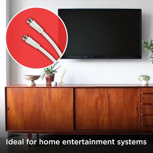 كابل محوري UltraPro RG6 بطول 25 قدم. أبيض، موصلات من النوع F، محور مزدوج الحماية، مخرج إدخال، مثالي لهوائي التلفزيون، الأقمار الصناعية، DVR VCR، صندوق الكابل، المسرح المنزلي، 52154 in Kuwait