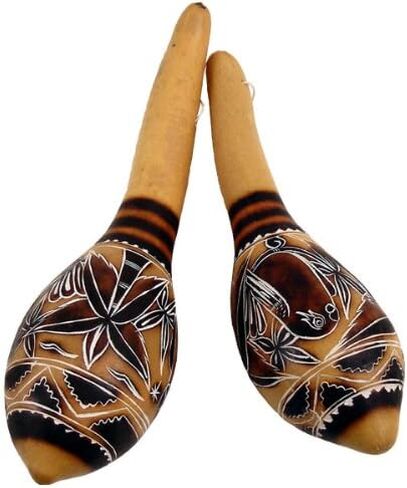 Gourd Maraca Pair Hand Carved Peru Set of Two Fair Trade Classic Traditional *000017* in Saudi Arabia