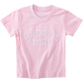 طفل طفلة تي شيرت ملابس الصيف المطرزة رسائل Daddys فتاة تي شيرتات قصيرة الاكمام 1-5t in Kuwait