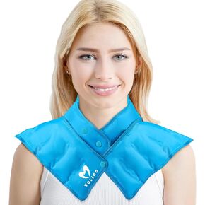 Voligo Large Gel Ice Pack & Microwavable Heating Pad for Neck Shoulder Upper Back Pain Relief - Reusable Weighted Cold Pack for Injuries - Hot & Cold Compress Therapy for Swelling, Bruises, Surgery