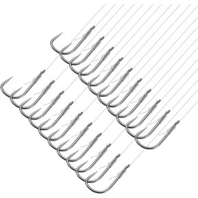 PATIKIL Small Fishing Hooks with Line Double Hook Rigs with Barbs Fishing Hook on Nylon Line