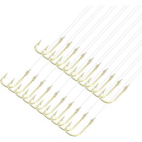 PATIKIL Small Fishing Hooks with Line, Double Hook Rigs with Barbs Fishing Hook on Nylon Line for Freshwater