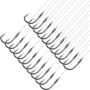 PATIKIL Small Fishing Hooks with Line Double Hook Rigs with Barbs Fishing Hook on Nylon Line for Freshwater