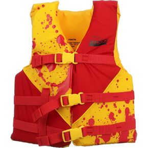 Seachoice Level 70 Life Jacket, Deluxe Adjustable Boat Vest, Bright Yellow and Red, Youth, 55-88 Lbs.