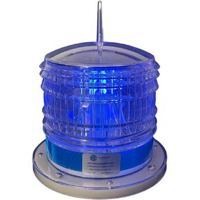 Steady-ON or Flashing 2NM IP67 Solar LED Marina Dock Barge Boat Safety Beacon Light - Blue LED