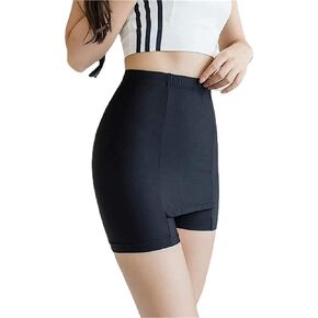 Panties for Women, Double-Layer Front Crotch Elastic Ice Silk Bottoming Shorts Seamless Ladies Safety Panties(Black