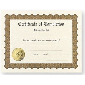 Certificate of Completion - Pack of 12