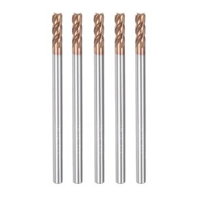 uxcell 5pcs 3mm Dia 3mm Shank Square Nose End Mill 4 Flutes HRC55 Carbide AlTiN Coated CNC Router Bits Cutter Tools for End Milling CNC Machining, Black
