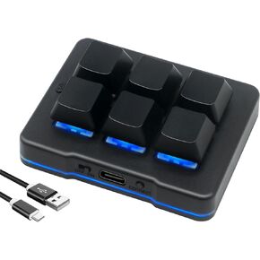 6 Key Mini Keypad Wireless USB Gaming Keyboard Macro Customized Programmable OSU Keyboard with Led Backlit for Video Games OSU Office Work HID
