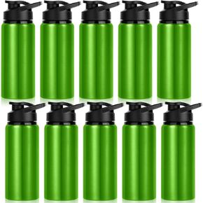 10 Pack Water Bottles Bulk, 20oz Sports Aluminum Water Bottle with Snap Lids Metal Reusable Water Bottles Leak proof Personalized Bottle for Travel Camping Gym Hiking Fishing(Black)