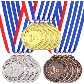 Swpeet Metal Award Medals with Neck Ribbon, Olympic Style Winner Medals Gold Silver Brone Medals 1st 2nd 3rd Place Medals for Sports, Competitions, Party