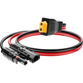 Solar Panel Connector to XT60 Connector Cable 20FT, 10AWG Solar to XT60 Charge Extension Cable XT60 (Plug Female) Cable for RV Folding Solar Panel, Portable Power Station, Solar Generator