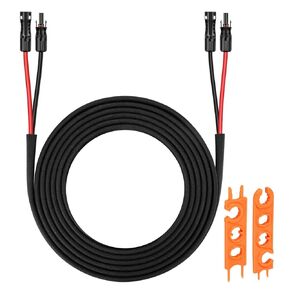 Solar Panel Extension Cable - 25FT 10AWG(6mm²) Solar Panel Wire Twin with Female and Male Connector, Tinned Copper Wire for Home Boat RV Solar Panel Outdoor-One end Installed (10AWG 25FT)