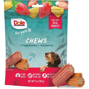 Freshly Fetched Dog Chews, Strawberry & Pineapple Flavor Dog Treats | Flavored with Real Fruits, No Wheat, Corn, Soy, Artificial Flavors, Colors, or Preservatives, 7 Ounce - 6 Pack