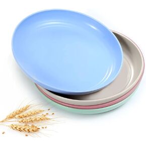6 Colors Dinner Plates Set for Plastic Plates,Microwave and Dishwasher Safe,Wheat Straw Plates for Kitchen,Unbreakable Kids Plates(Classic Bright, 6 inch-3.5cm deeper)