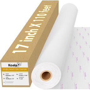 Koala Roll Sublimation Paper 17 inch Width and 110 Feet Length, 1 Roll 3'' Core 105gsm Wide Format Sublimation Heat Transfer Paper for Customize Any Gift with Sublimation Blanks and Sublimation ink