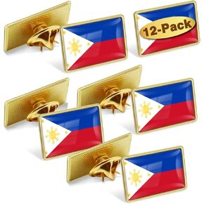 12/24/50/100Pcs Philippines Flag Lapel Pins Bulk - Metal Filipino Philippine Brooch Badge Souvenir for Men Women Clothes Bags Hats