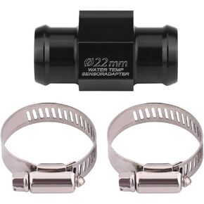 Motorcycle Temperature Sensor Adapter, Water Temp Temperature Joint Pipe Sensor Gauge Radiator Hose Adapter(BLACK)(22mm)