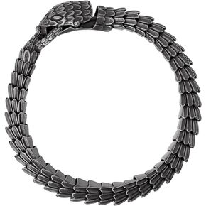 HAQUIL Viking Dragon Bracelet, Antique Oxidized Steel Ouroboros Jormungandr Link Bracelet, Viking Jewelry Gift for Men