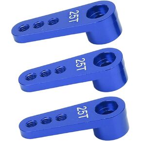 3Pcs Aluminum 25T RC Servo Horns Metal Steering Arm Compatible with 1/8 1/10 RC Car(Blue)