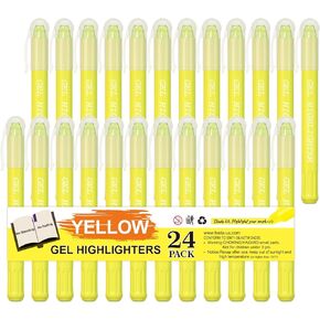 feela 24 Pack Yellow Gel Bible Highlighters Markers Pens Journaling Supplies, No Bleed Through For Highlighting Journal School Office