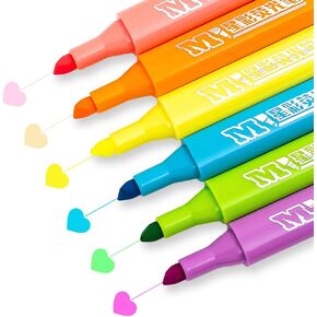 M&G 6 Pcs Cute Highlighters, Multicolor No Bleed Dry Quick Chisel Tip Highlighters, Perfect for School,Office, Bible, Notes