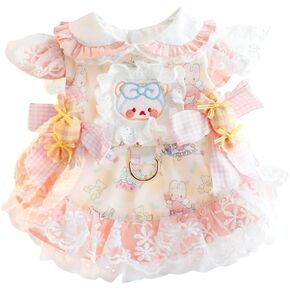 Dog Princess Dresses for Small Dogs Cat Lolita Lace Bow Clothes Candy Costume Pink Bear Pet Hoodies Girl Cute Coat Outfits Spring Costumes Summer (S,Candy Bear)