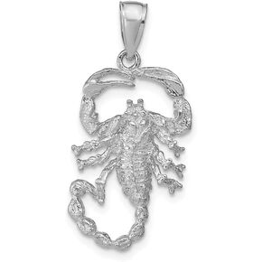 14K White Gold Solid Open-Backed Scorpion Pendant Charm