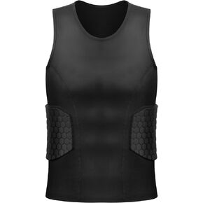 Men's Sports Shock Rash Guard Compression Padded Shirt Soccer Basketball Protective Gear Chest Rib Guards