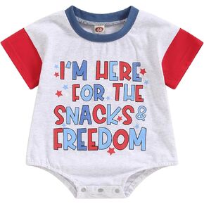 Ayalinggo 4th of July Baby Girls Boys Outfits Short Sleeve Star Newborn RomperMy First Fourth Of July Clothes Memorial Day