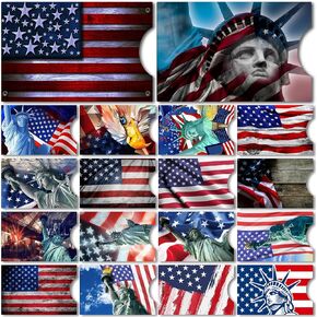 RFID Blocking Wallet, 54 Pcs Credit Card Protectors, Anti Theft Credit Card Holder, Waterproof, American Flag Design, Unisex