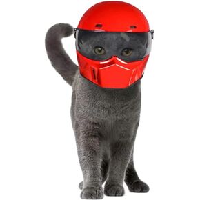 Pet Motorcycle Helmet for Cat Dog - Full Face Outdoor Bike Riding Helmet Hat (Multicolor)