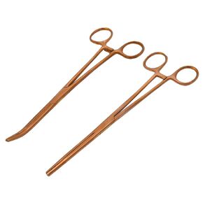 Set of 2 Curved & Straight 8" Hemostat Set (Rose Gold) - Stainless Steel Locking Tweezer Clamps - Ideal Hemostats for Nurses, Fishing Forceps, Crafts and Hobby