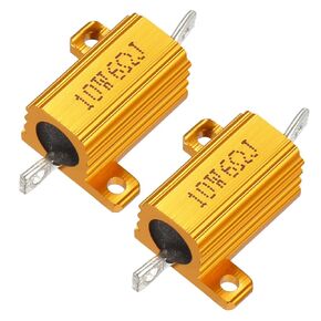 uxcell 2 Pcs Aluminum Case Resistor 10W 6 Ohm Wirewound for LED Converter with Rod Post 10W6RJ