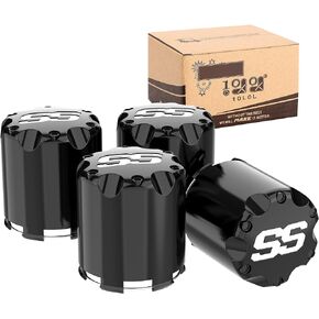 10L0L Universal Golf Cart SS Wheel Center Cap Cover for EZGO, Club Car, Yamaha, 4 PCS (Black)