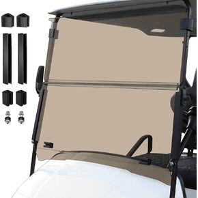 Golf Cart Foldable Windshield 3/16" (5MM) Thicken Only Fits 1995-2013 EZGO TXT & Medalist, Fits 3/4" Struts Rail Front Folding Windshield Replacement Included Mounting Hardware