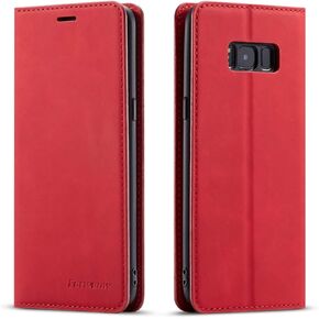 حافظة EYZUTAK Galaxy S9 PU من الجلد، فتحة بطاقة بمسند، غطاء محفظة بإغلاق مغناطيسي - أسود in Kuwait