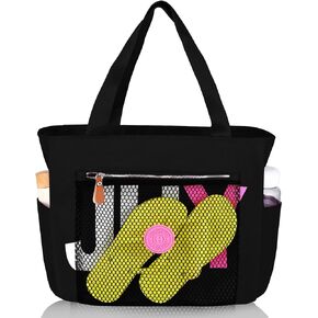 Beach Tote Large Waterproof letter prints Summer Pool Bags with Zipper for Women