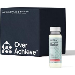 Relax Drink for Relaxation and Stress Relief, Contains Ashwagandha, Rhodiola Rosea and Reishi Mushroom with Advanced Nanoscience Technology, 12 Pack Relaxation Drinks, Berry Hibiscus, 2oz