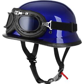Helmet Half Shell German Motorcycle Helmet with Cycling Glasses - DOT Approved