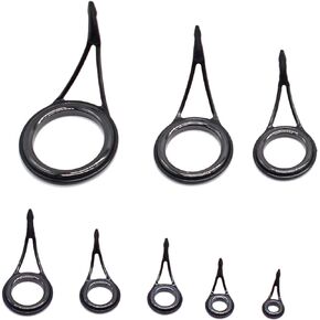 8pcs Fishing Rod Guides Sets Tip Repair Kit Pole Repair Kit Set Fishing Accessories Spinning Rod Guides Tip Ceramic Guide Steel Ceramic Ring Fishing Rod Guides Tips 6#-30#, YGDH001
