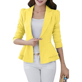 FLITAY Womens Long Sleeve Solid Color Blazer Open Front Work Loose Blazer Jacket