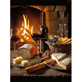 UPABLUNSO Food and Wine Diamond Painting Kits for Adults, 5D DIY Full Drill Round Art Diamond Art Perfect for Home Wall Decor 12x16 inch